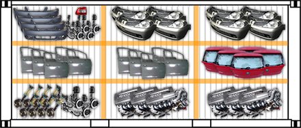 mix containe of engines and cart parts